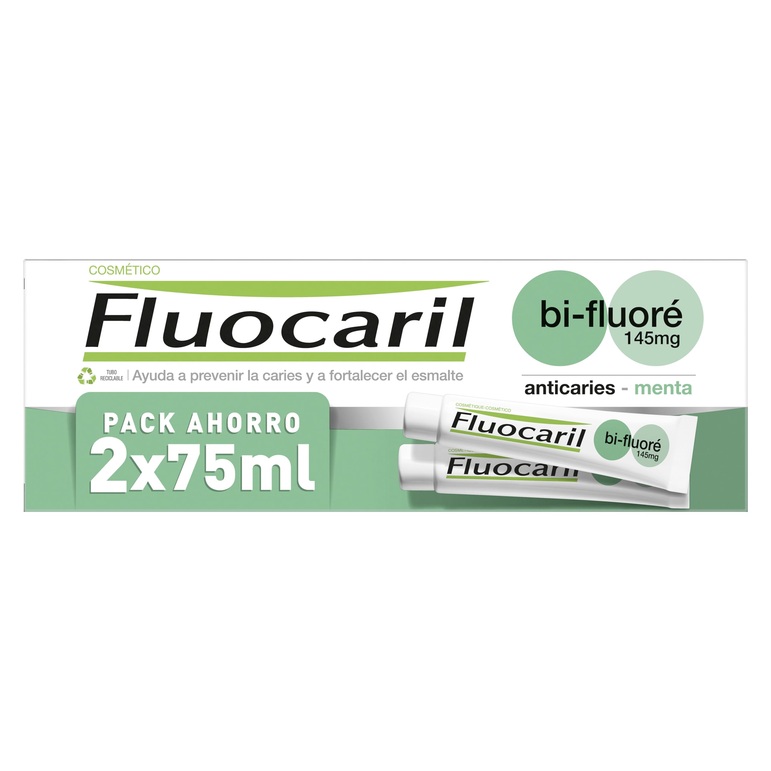 Front of Fluocaril Bi-Fluore Duplo 145mg Mint 2 x 75 ml box