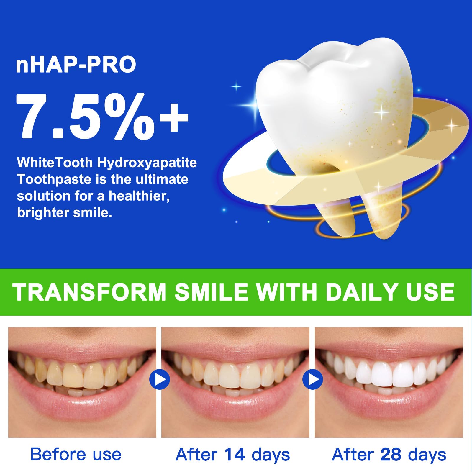 Ingredients and fluoride-free formula on packaging