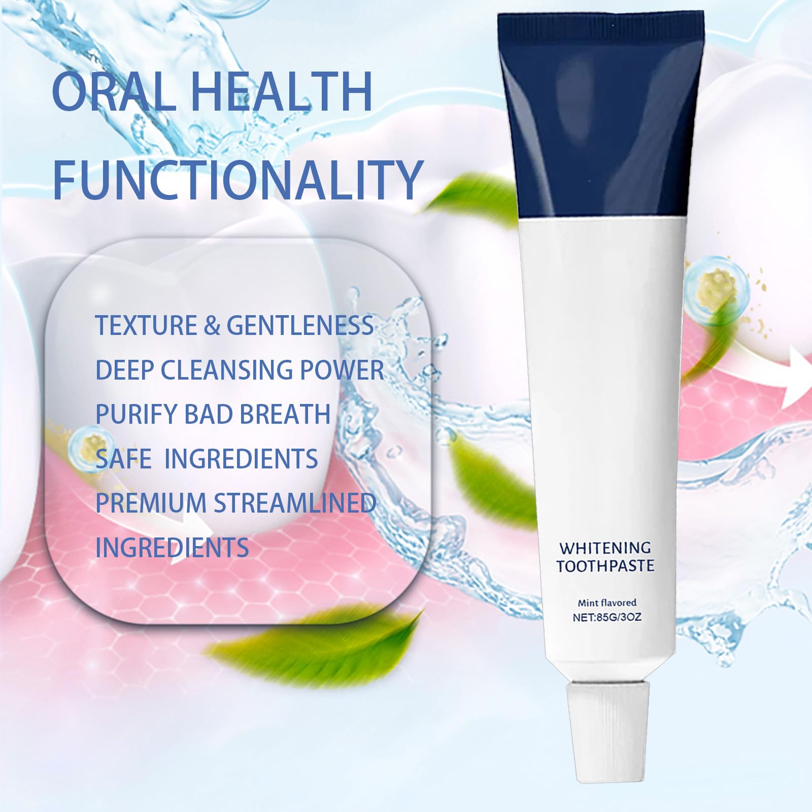 Eco-friendly toothpaste tube packaging on white background