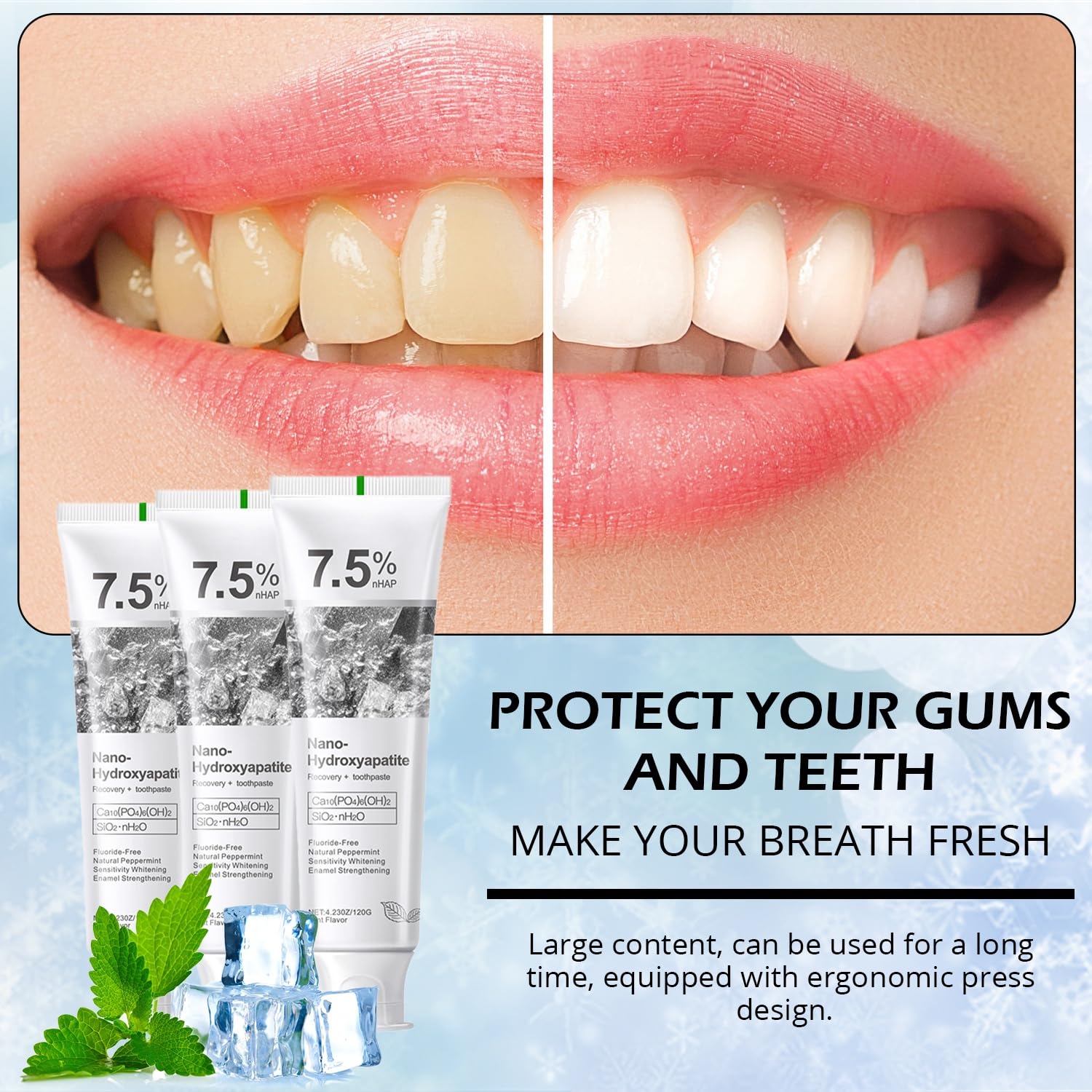 Fluoride-free label on toothpaste
