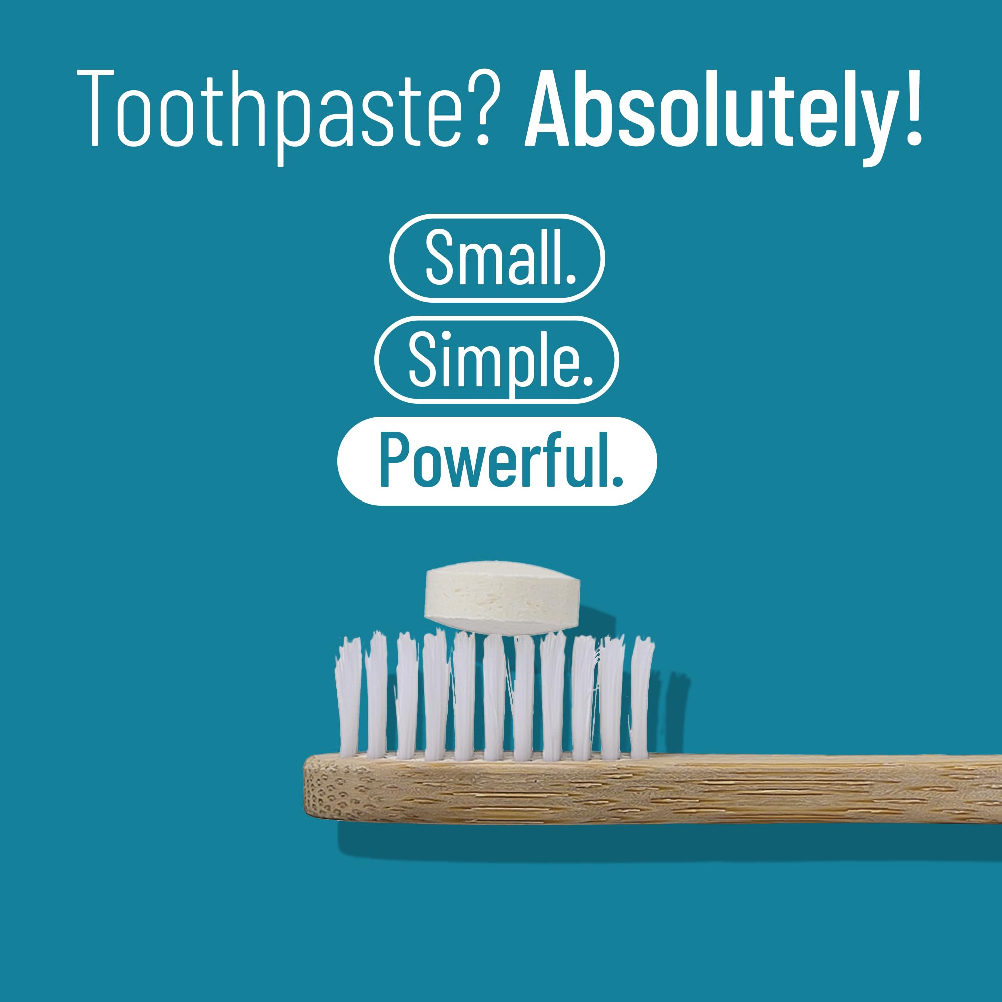 Fluoride-free toothpaste tablets in a reusable bottle