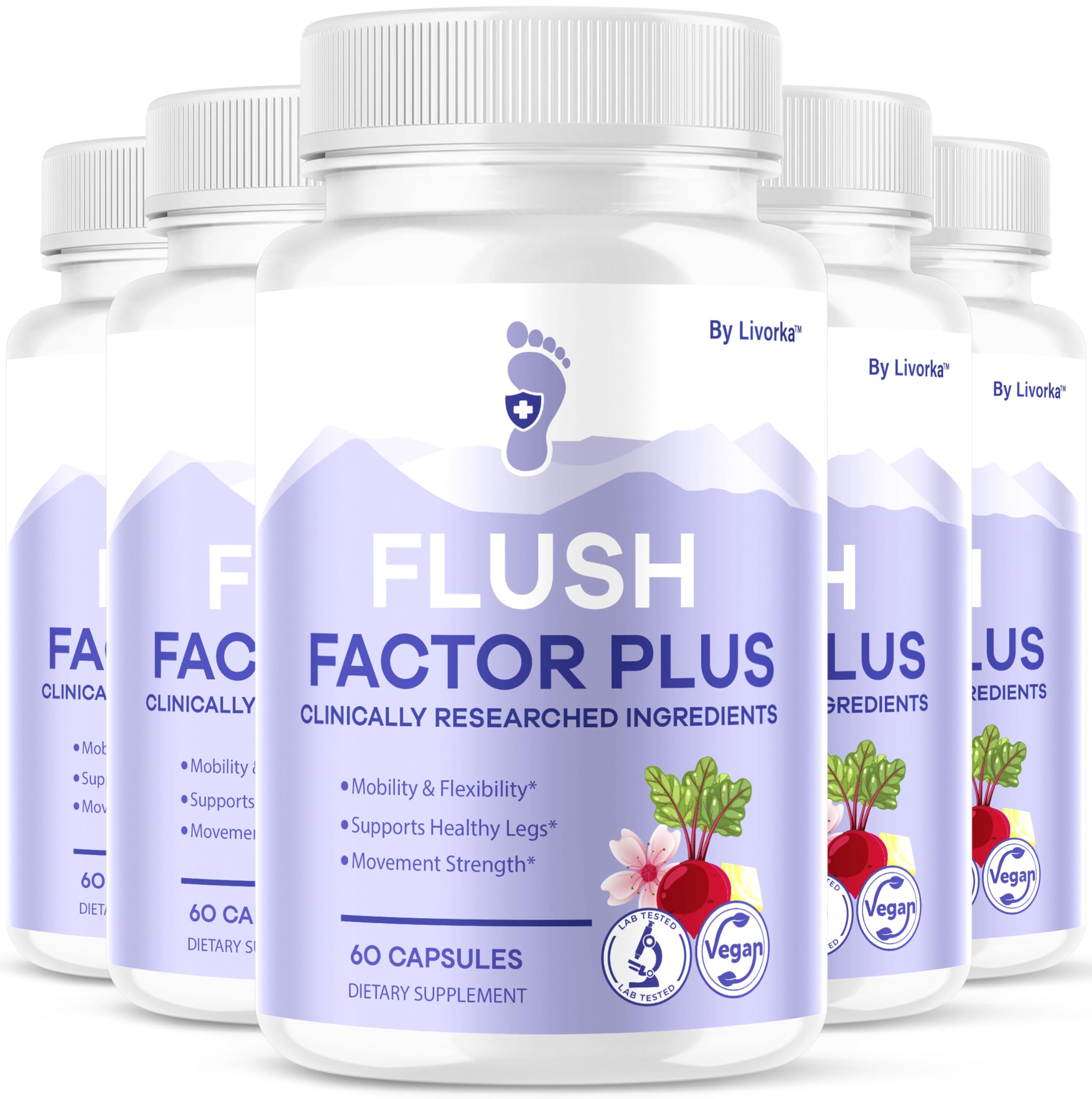 Flush Factor Plus bottle with label visible