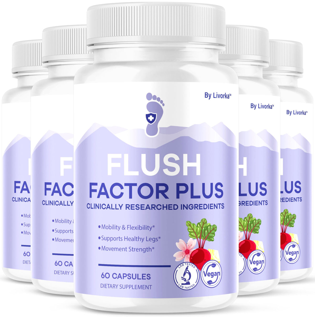 Flush Factor Plus bottle with label visible