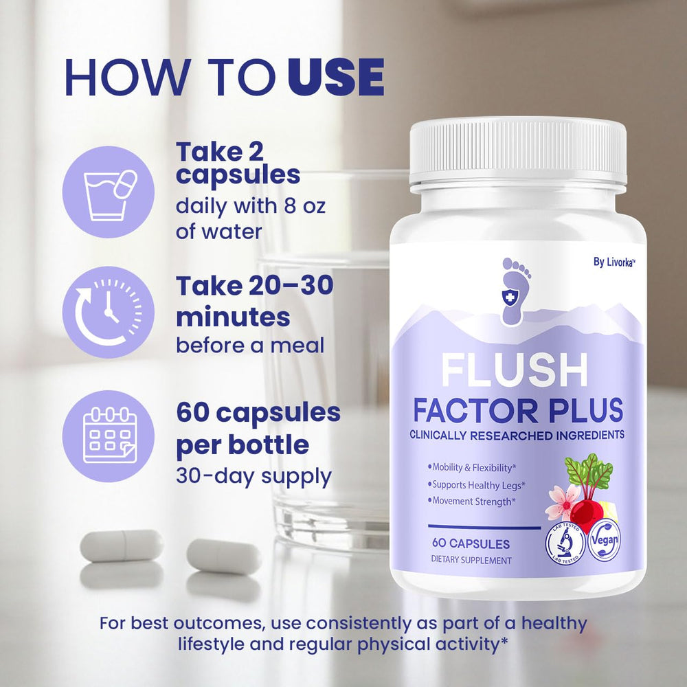 Packaging display of Flush Factor Plus product