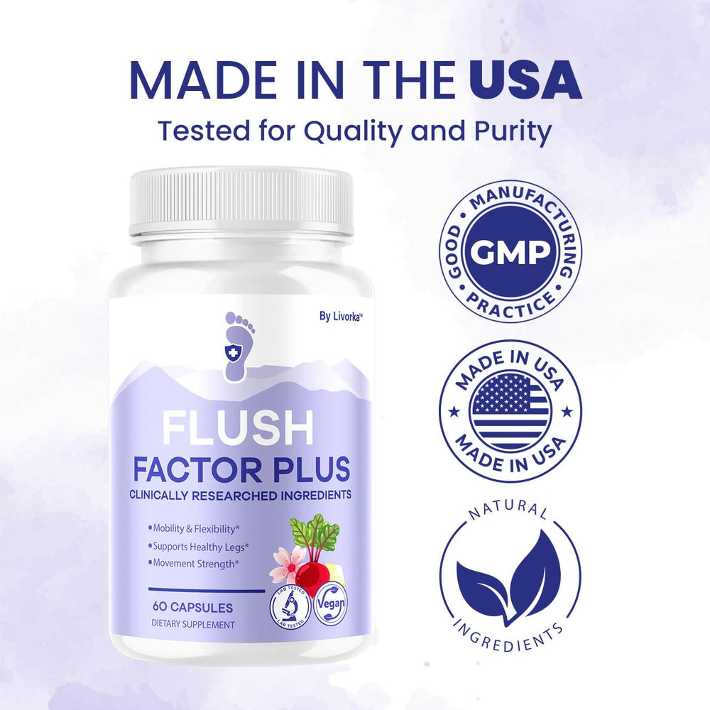 Lifestyle image of a person taking a Flush Factor Plus capsule