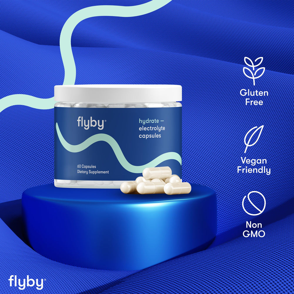 Flyby Electrolyte Capsule clean formula image communicates no added sugars.
