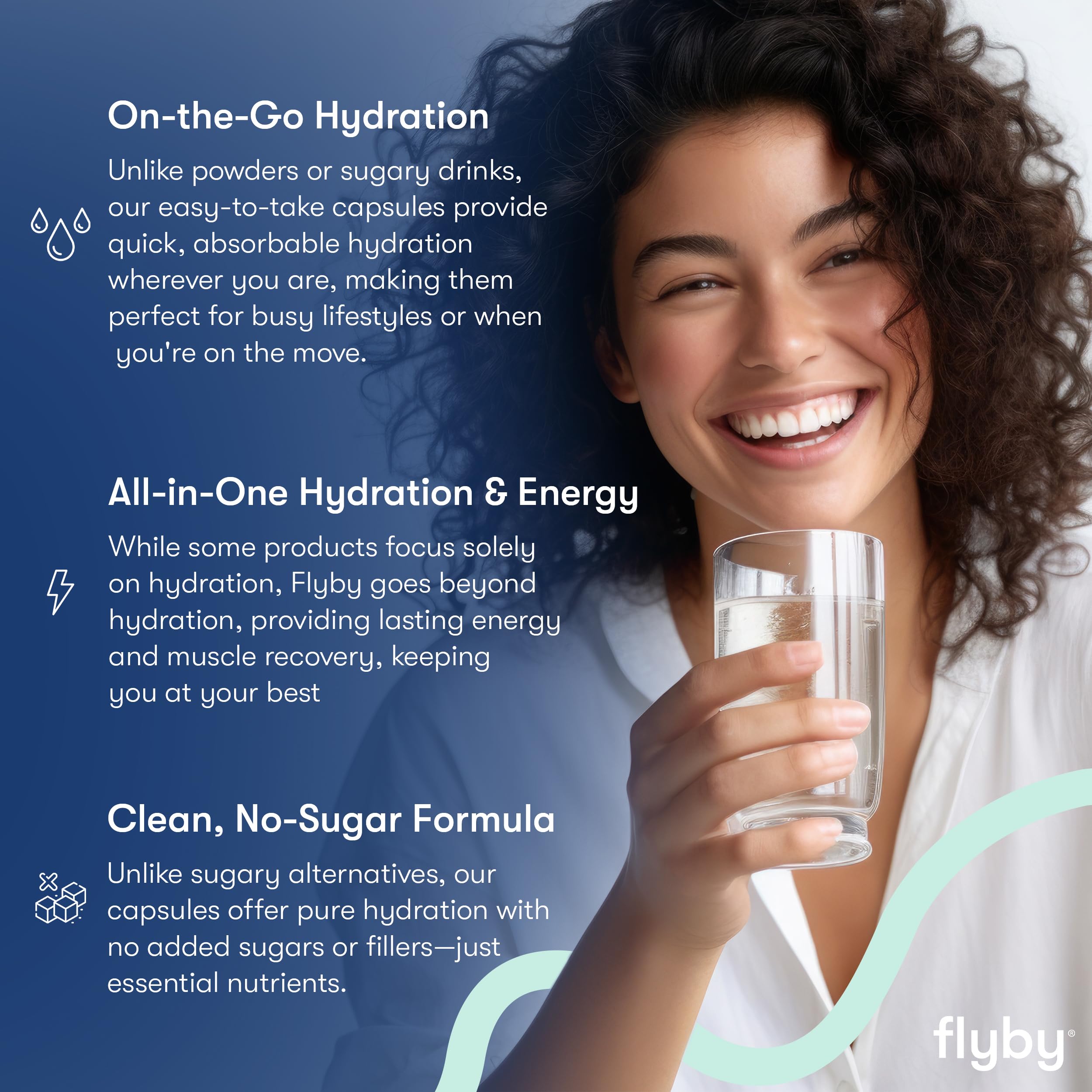 Flyby Electrolyte Capsule pack emphasizes convenient daily hydration without mess.