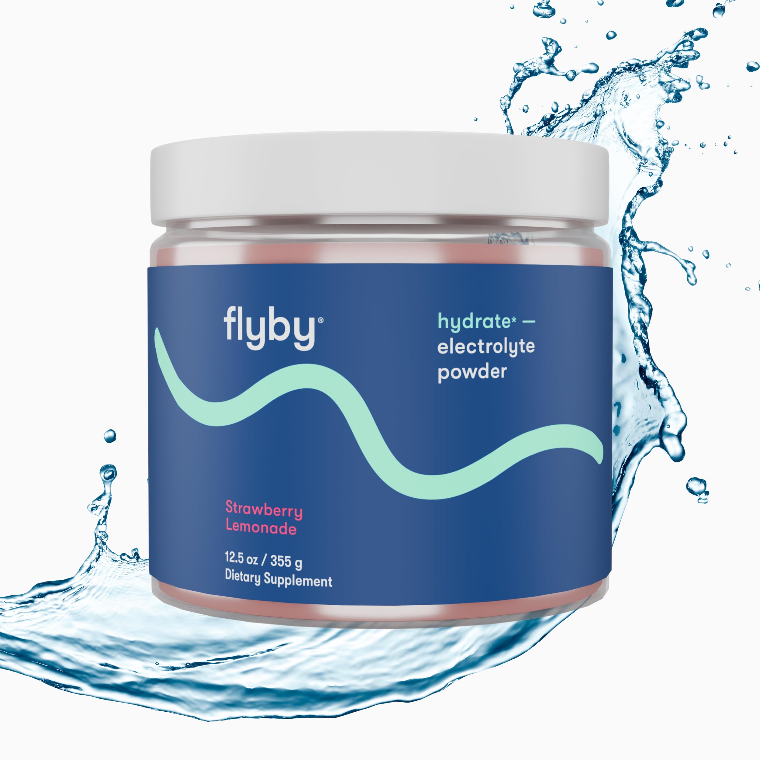 Flyby Electrolytes Powder strawberry lemonade highlights plant-based formula and natural sweetness