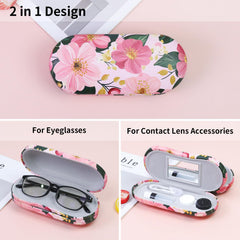 Compact, portable eyeglasses and contact lens storage in PU leather