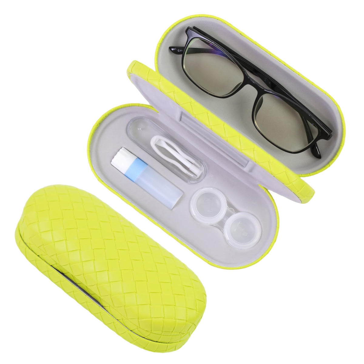FlyingMage 2-in-1 Lime eyeglasses case and contact lens storage case - front view