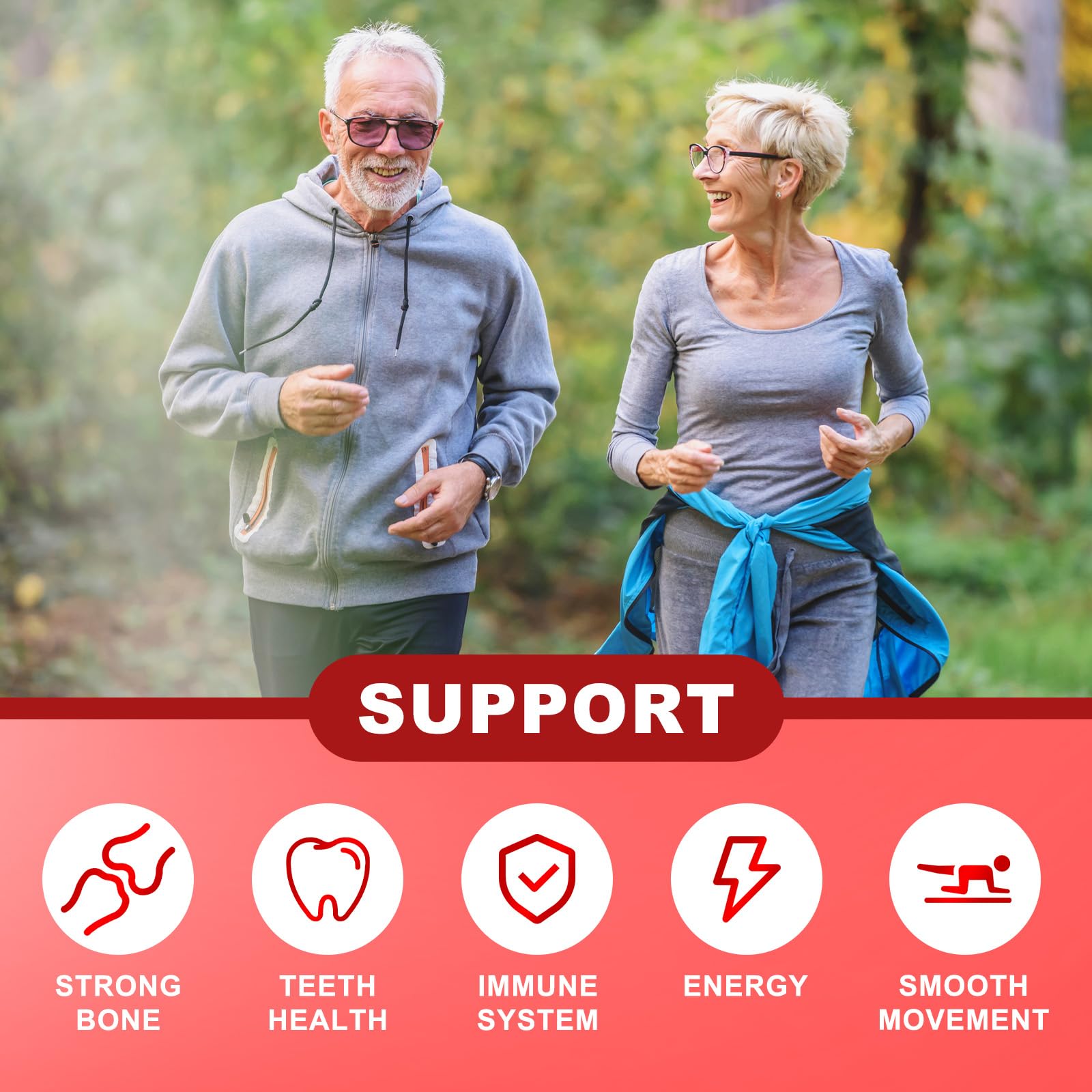 Close-up of ingredients and vitamins for Flyrocer D3 K2 Gummies