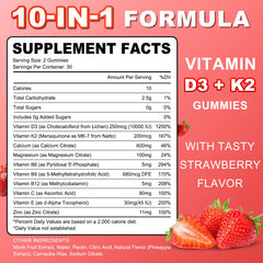 Nutrition facts panel for Flyrocer D3 K2 Gummies