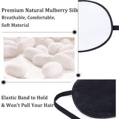 Soft mulberry silk eye patch surface in black