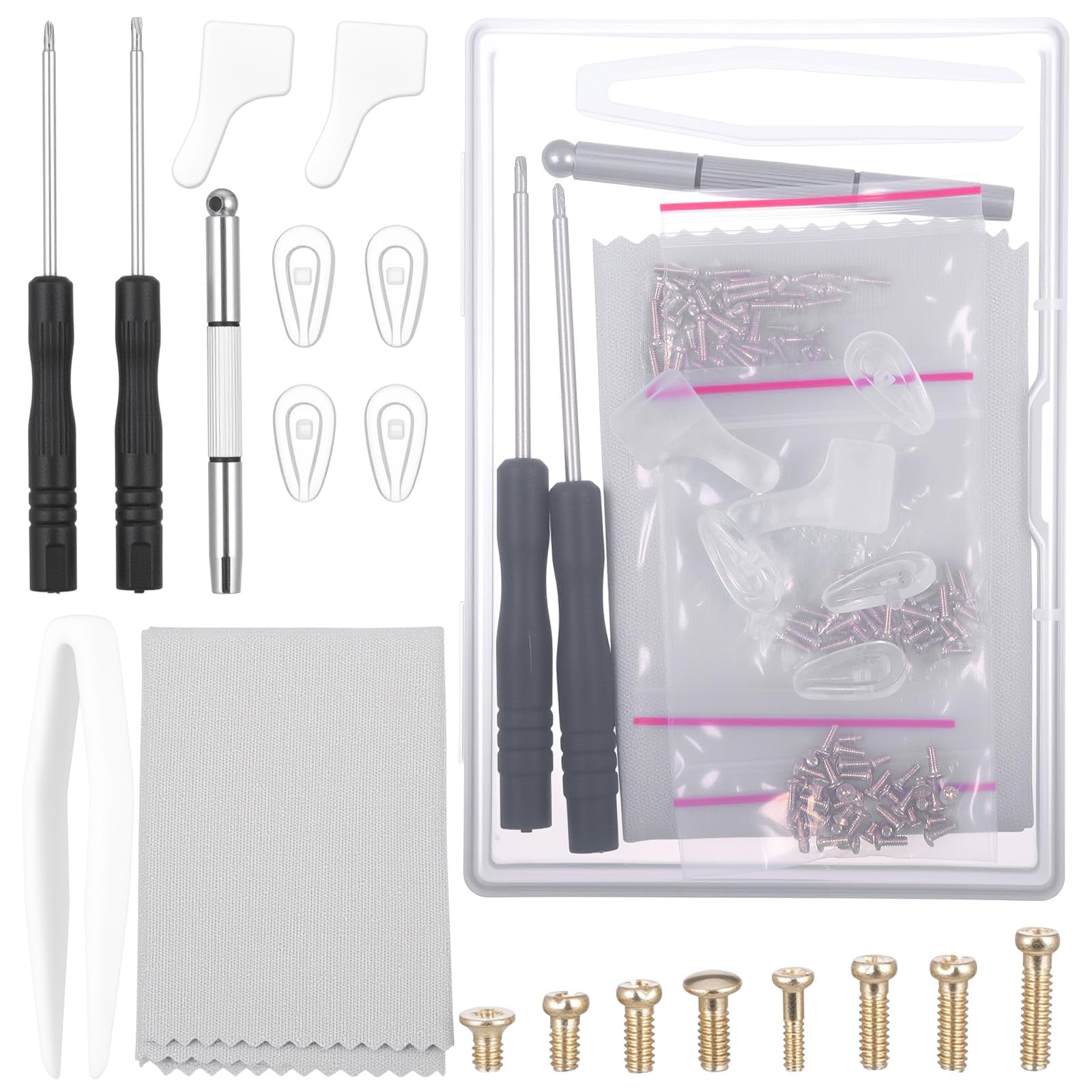 FNANJWQ Gold Eyeglasses Repair Kit – complete accessories and storage box