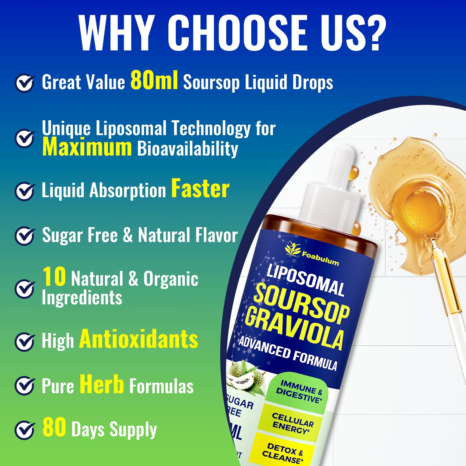 Dropper dispensing Foabulum Soursop Bitters Liquid for daily use