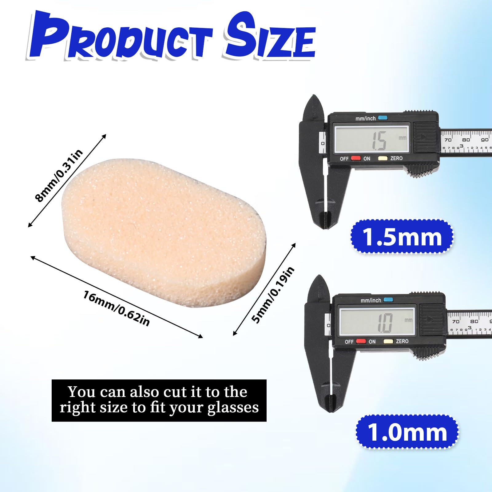 Close-up of soft sponge foam nose pads in black