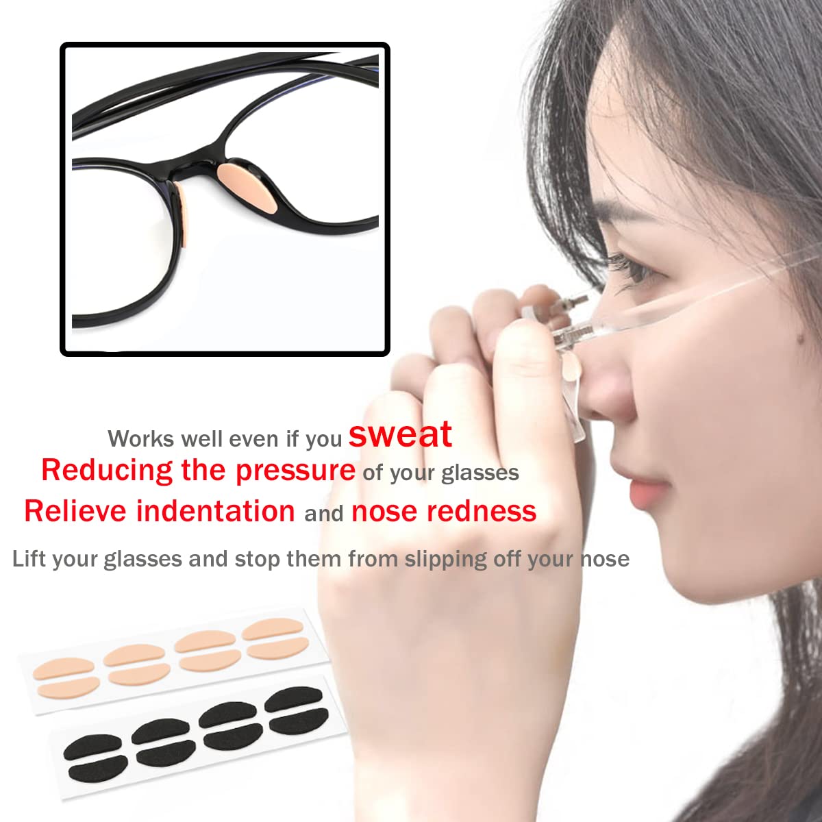 D-shape foam nose pads for glasses