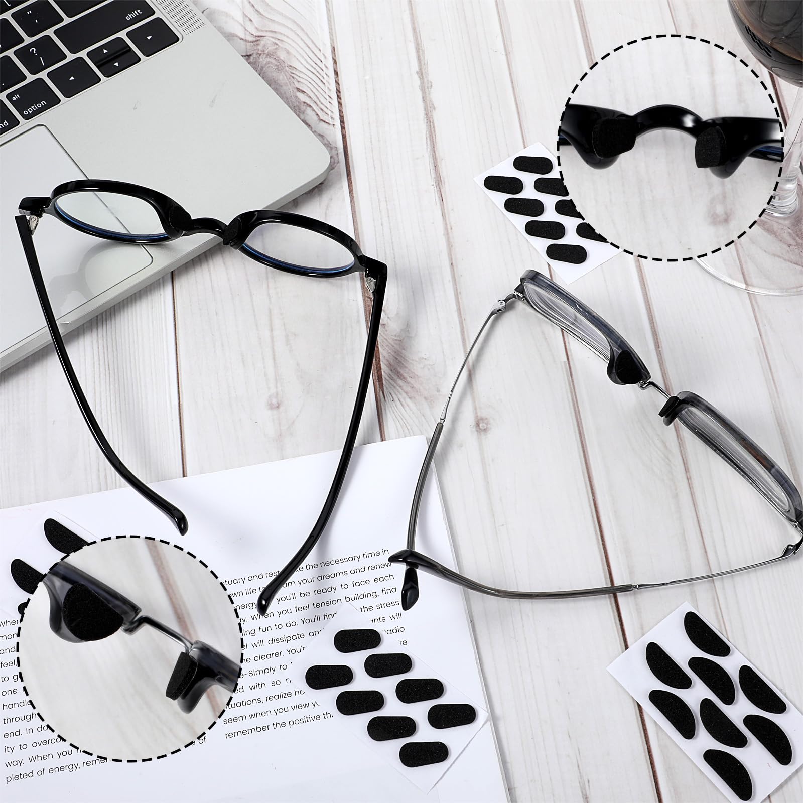 Eyewear with foam nose pads providing non-slip support