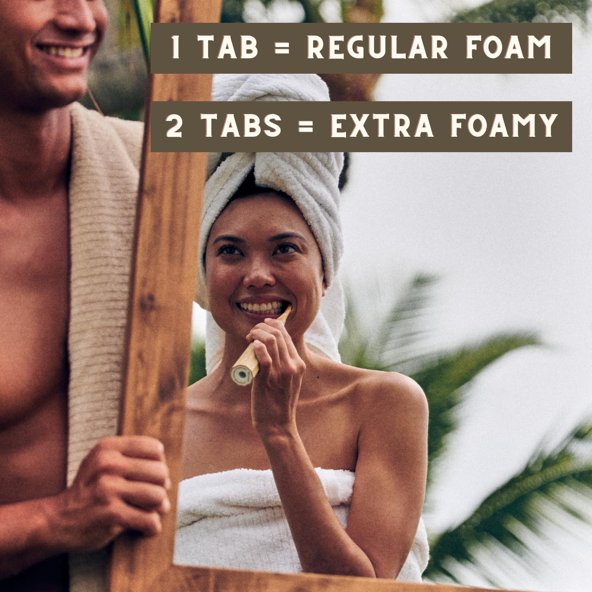 Foaming toothpaste tablets for a regular toothpaste feel