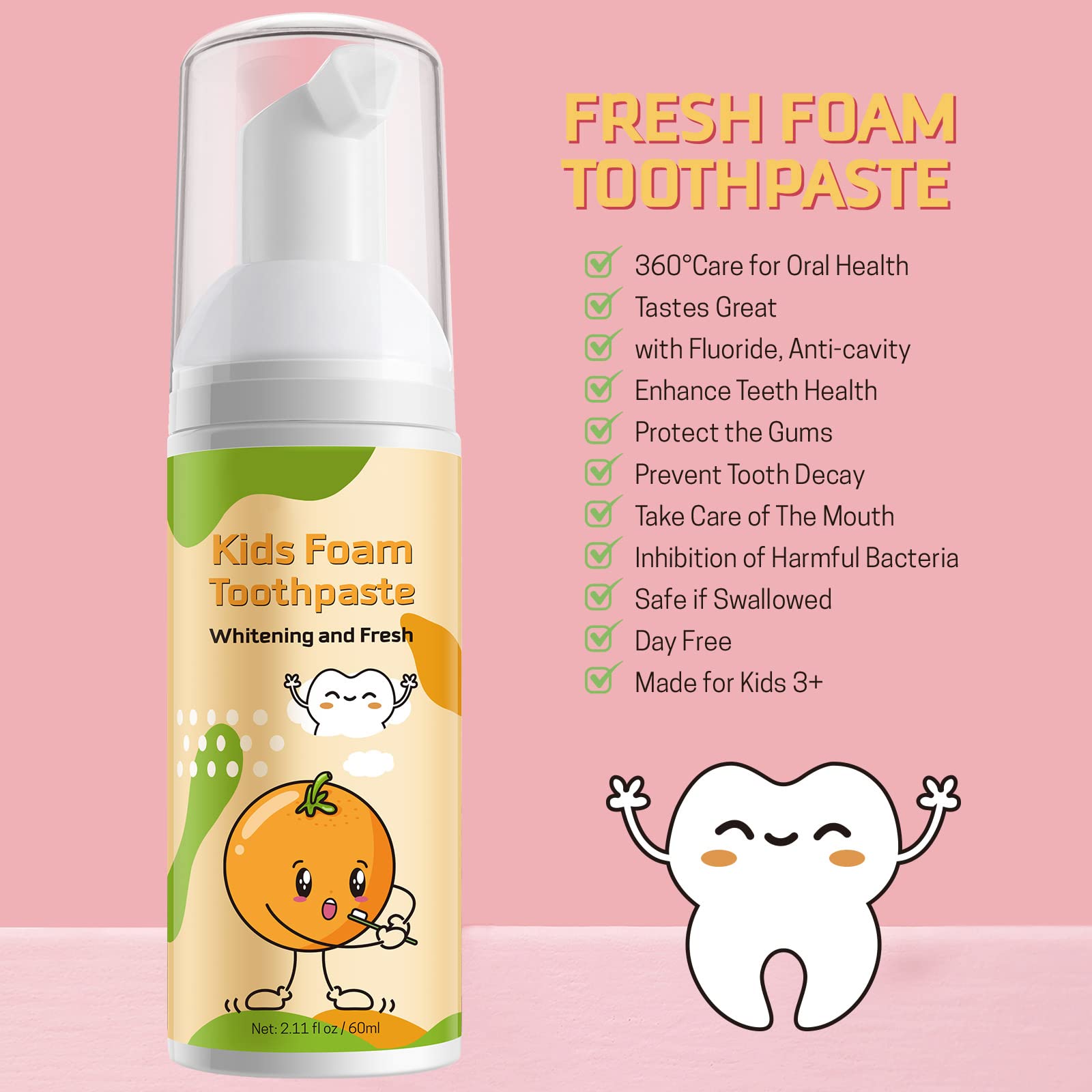 Orange and strawberry flavored toothpaste