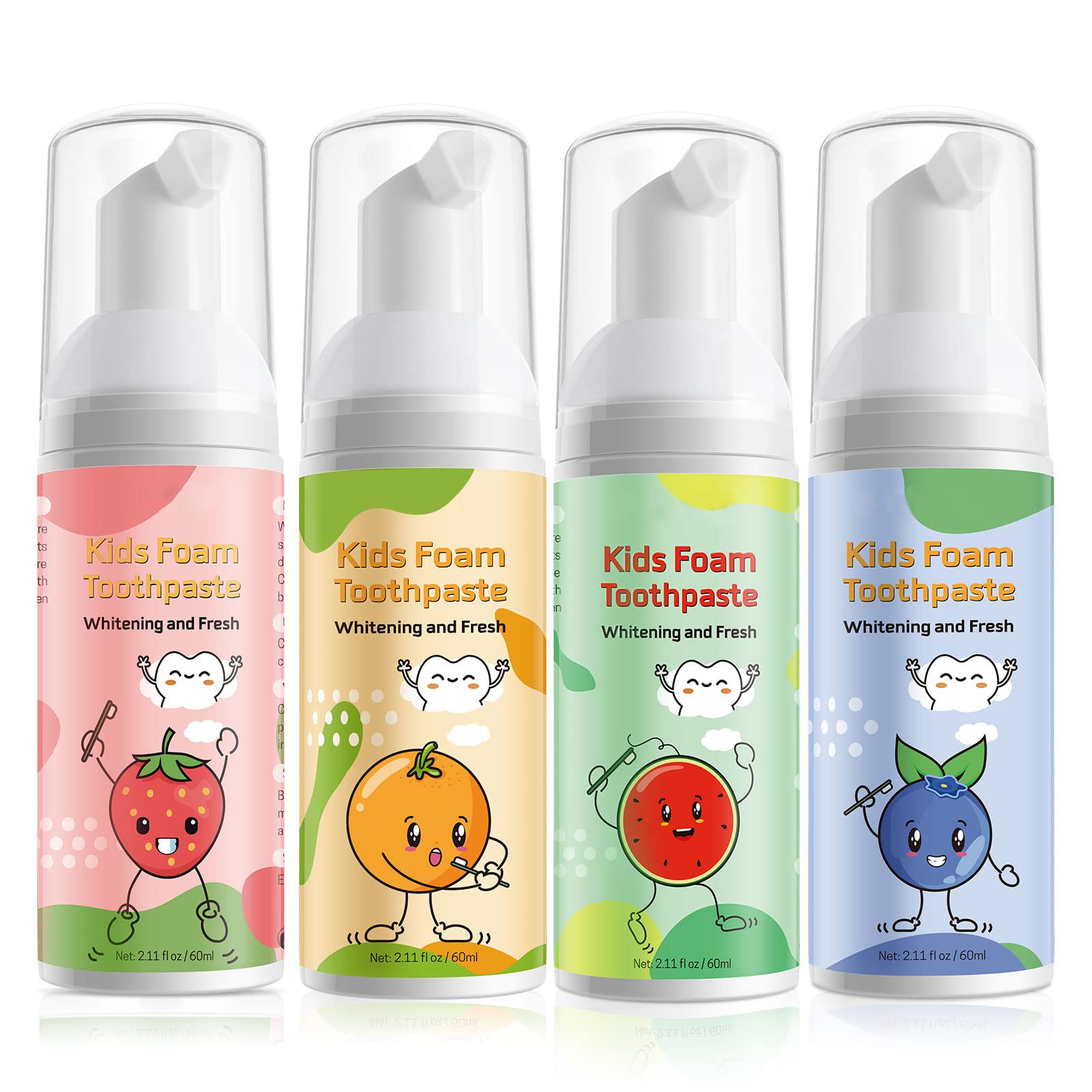 Front view of kids foam toothpaste bottle for toddlers