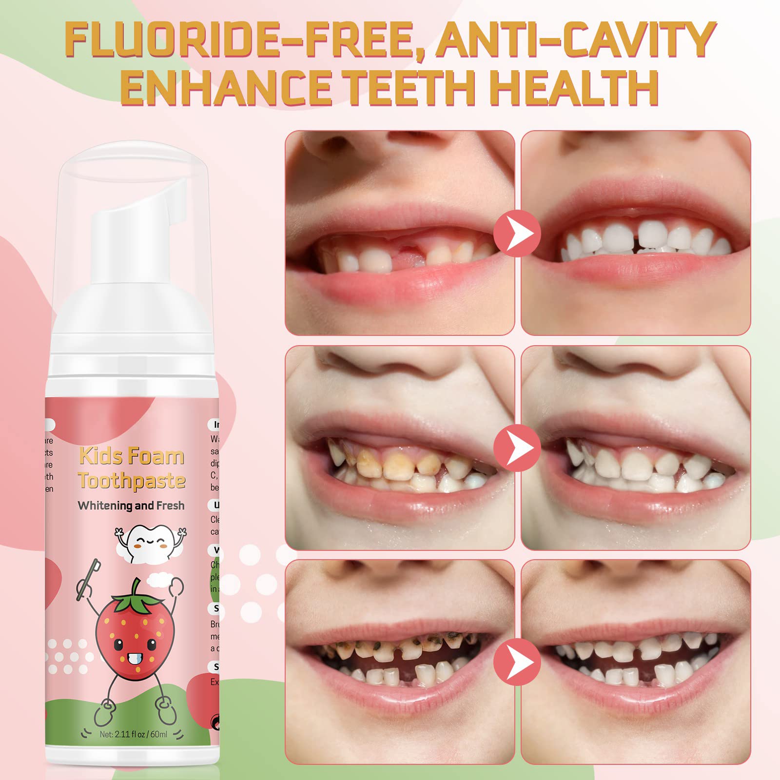 U-shaped kids automatic electric toothbrush with foam toothpaste