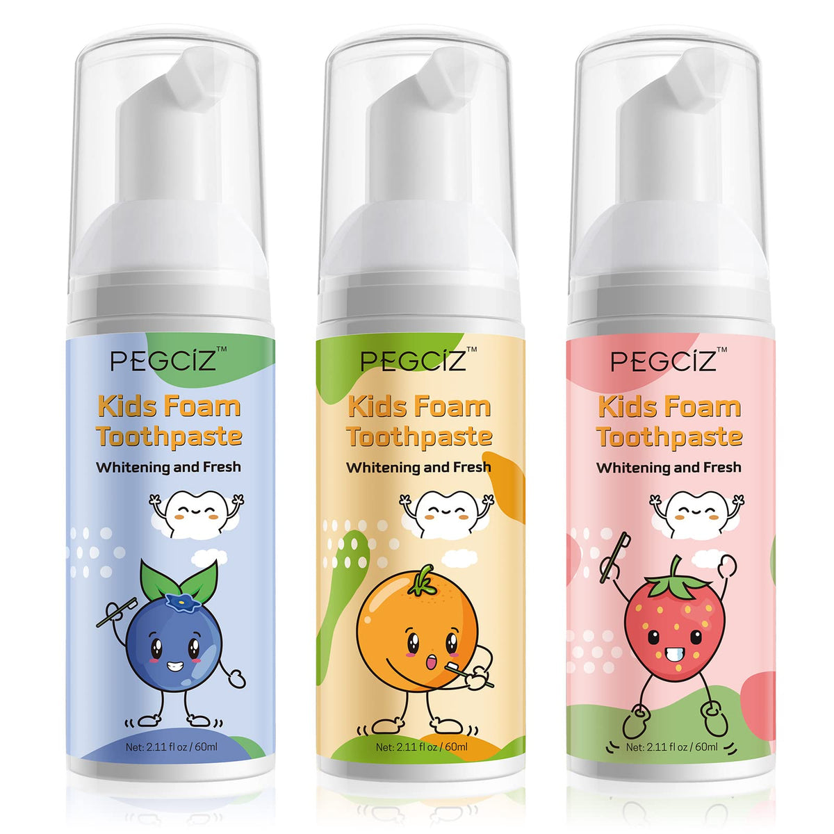 Kids foam toothpaste with blueberry flavor