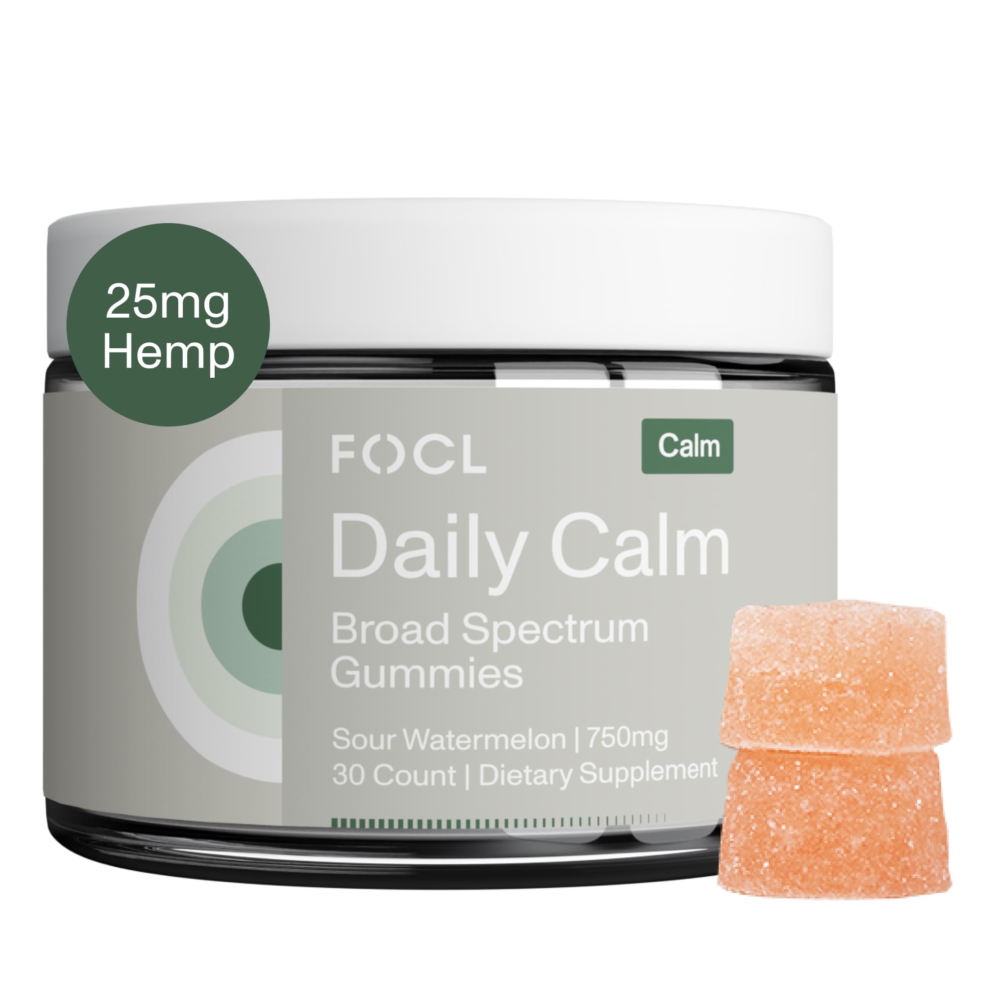 FOCL Daily Calm Sour Watermelon gummies bottle front