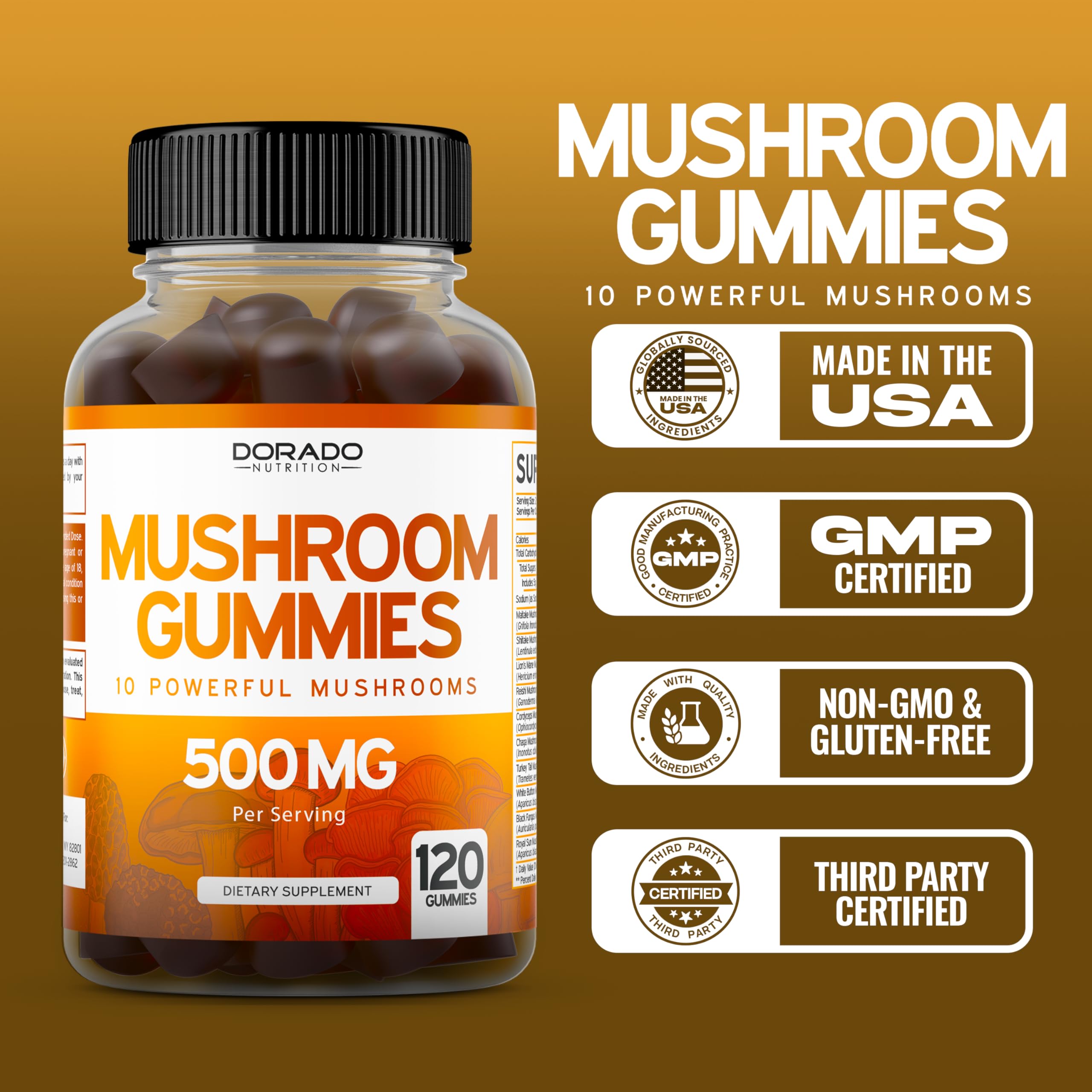 Focus and brain support mushroom gummies for daily use