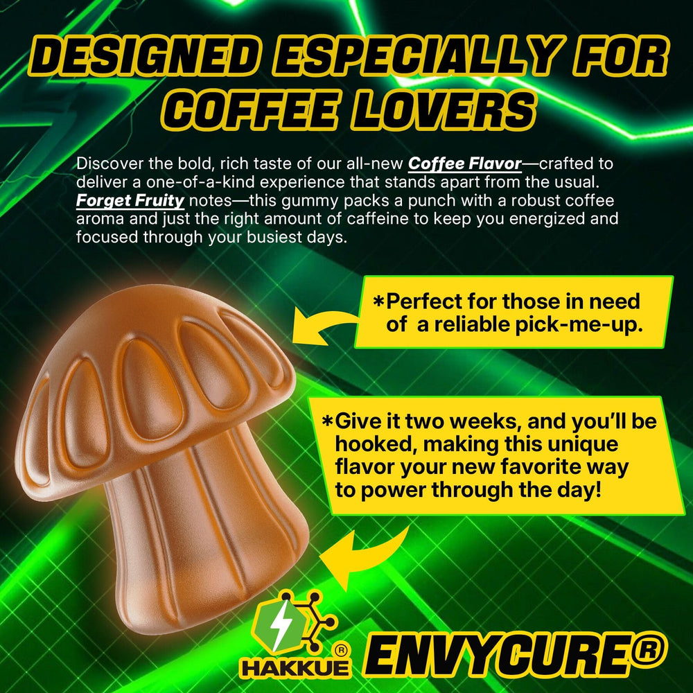 Gummy with a coffee cup in the background