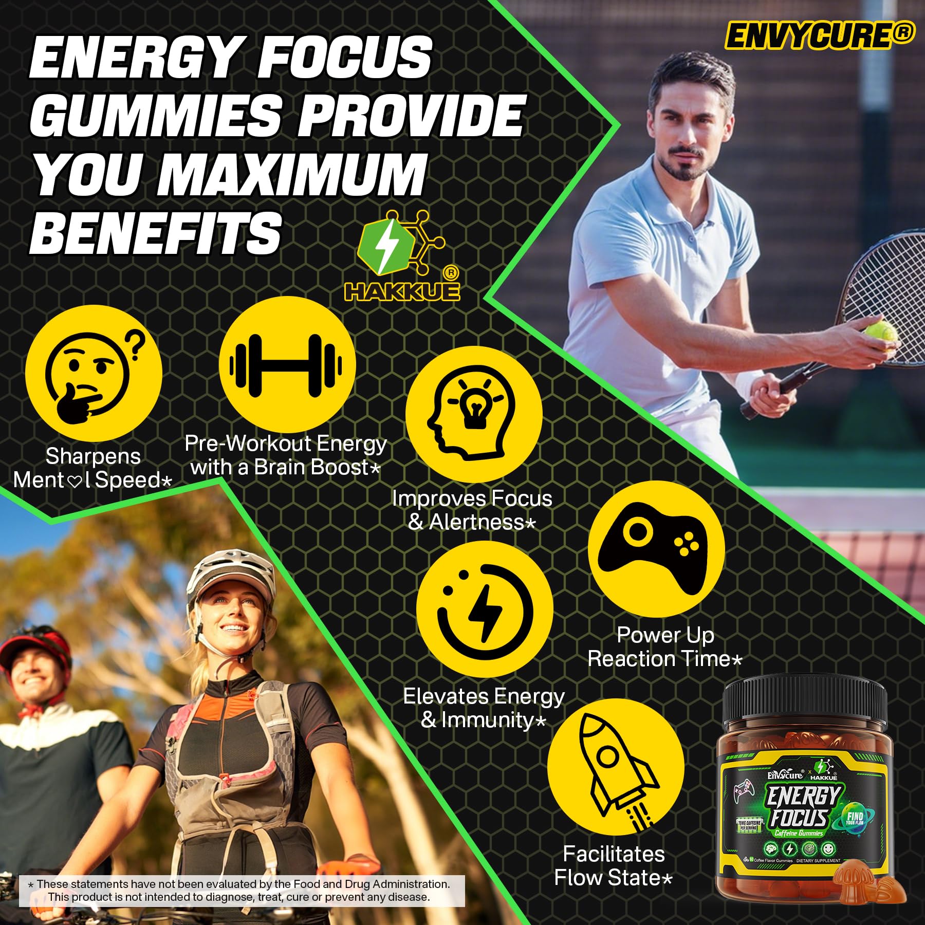 Nutrition label showing 70mg caffeine per gummy