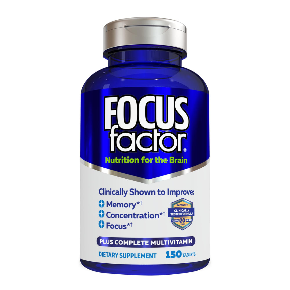 Focus Factor brain supplement bottle – front view