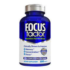 Focus Factor brain supplement bottle – front view