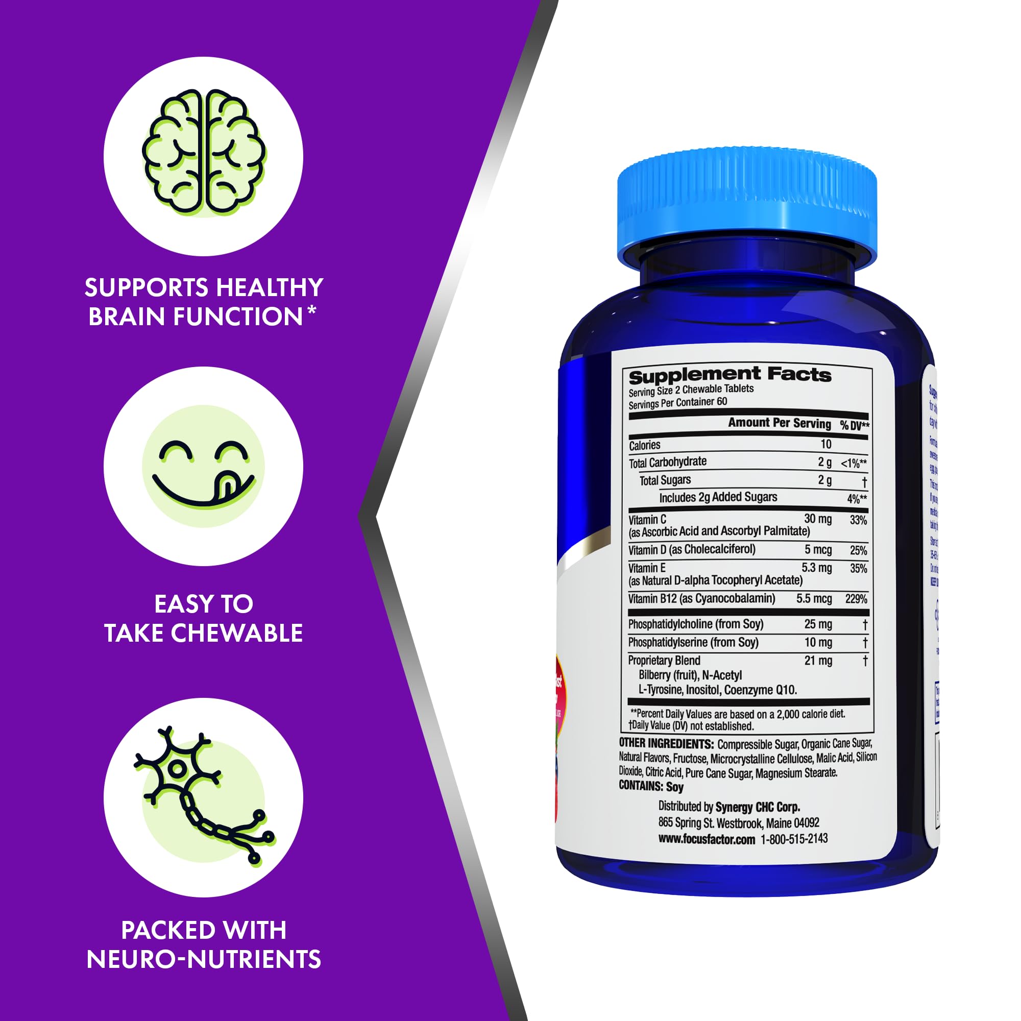 Bottle label showing vitamins D3, B12 and C