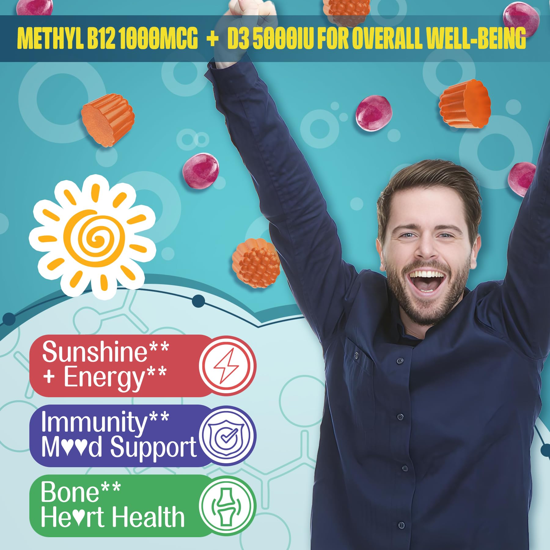 Lifestyle scene: student studying with Focus Memory & Energy Gummies