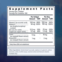 Label for Focus Select AREDS2 Based Eye Vitamin-Mineral Supplement (180 count)