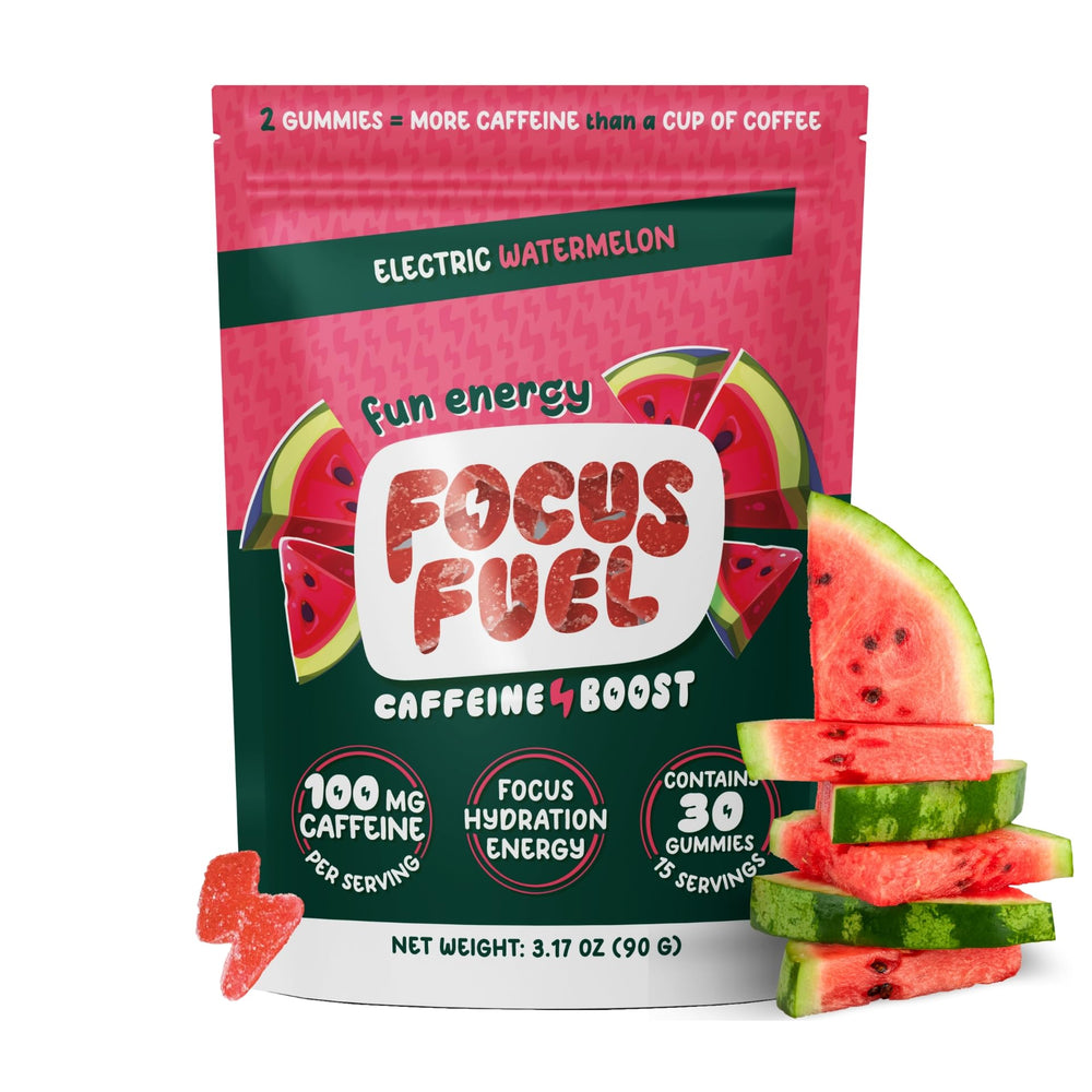 Front packaging view of FocusFuel Watermelon Energy Chews.