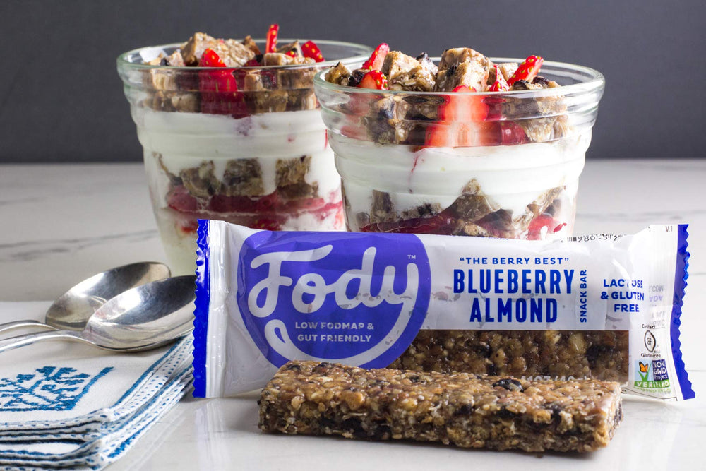 Fody blueberry-almond snack bar nuts-and-oats — vegan, gluten-free protein boost.