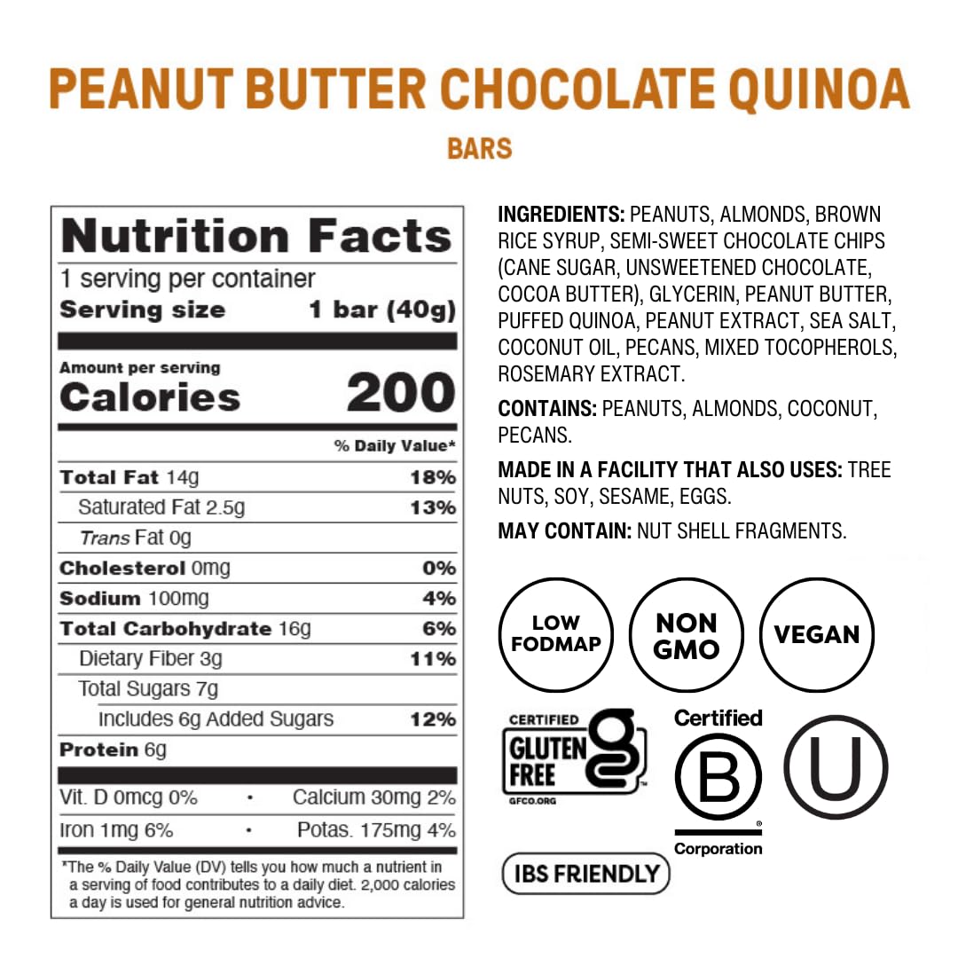 Fody puffed quinoa and peanuts bar highlights protein-rich texture for on-the-go.