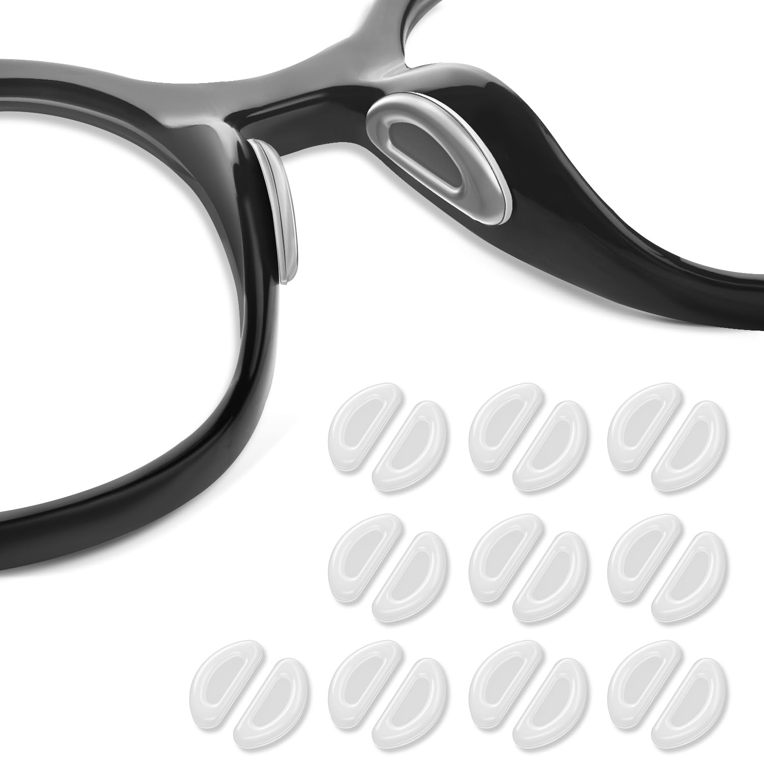 Clear nose pads on glasses
