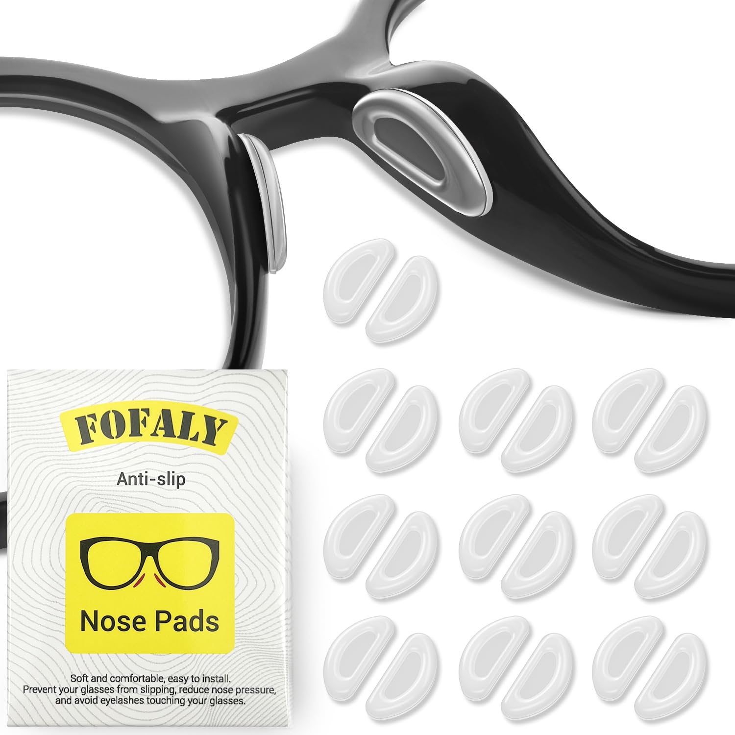FOFALY Eyeglass Nose Pads - 10 Pairs front view