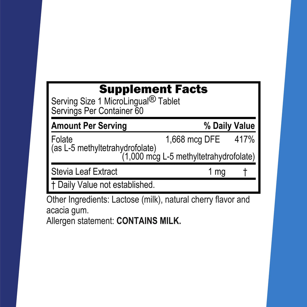 Folate supplement for women and men — 60 tablets