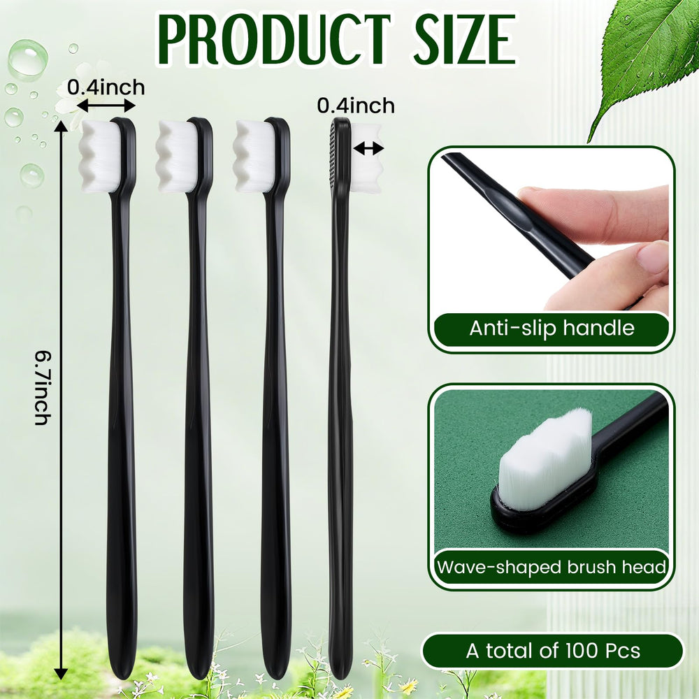 FoldTier 100 piece nano toothbrush bulk pack, back view