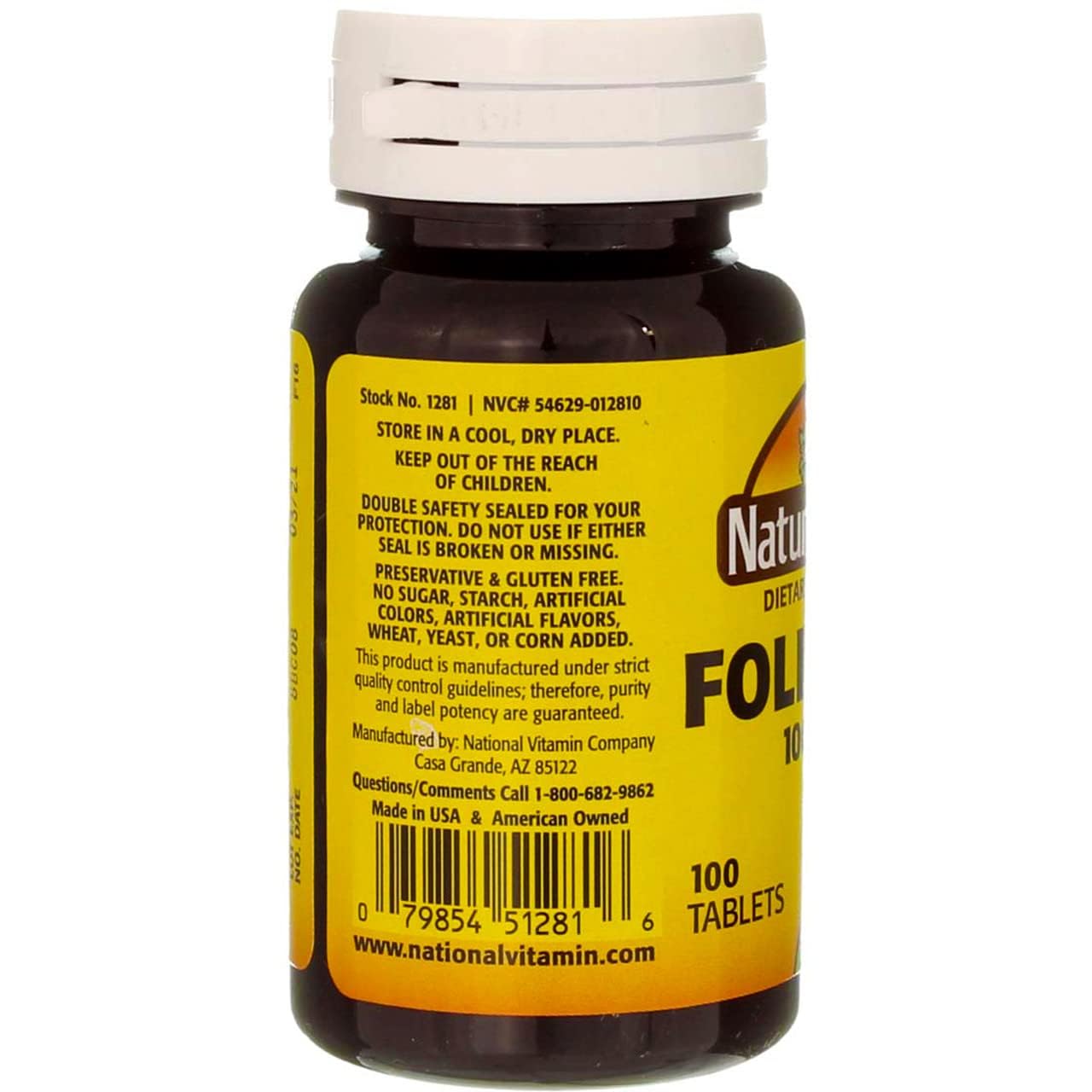 Close-up of Folic Acid 1000 mcg tablet
