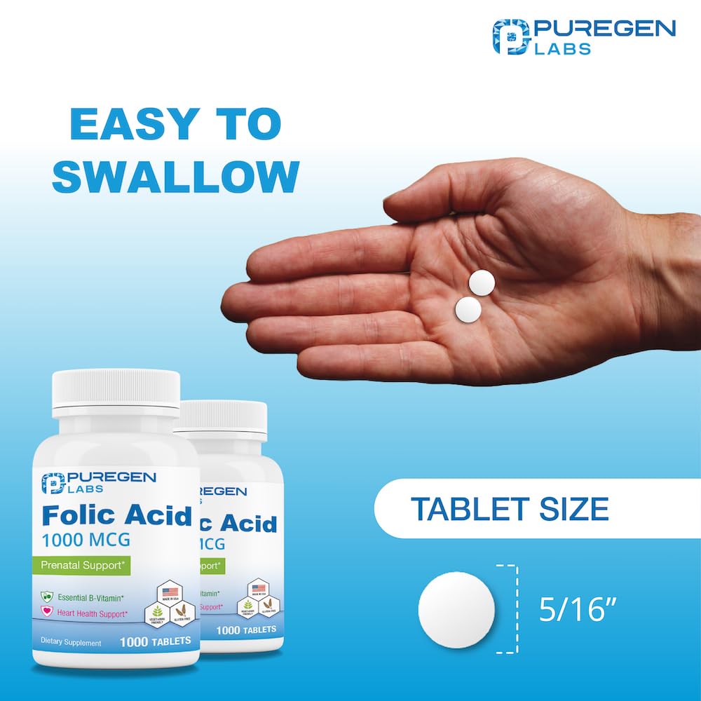 Gluten-free label and packaging for Folic Acid 1000 mcg tablets