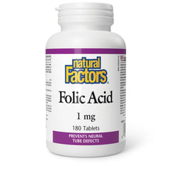 Natural Factors Folic Acid 1mg 180 tablets bottle