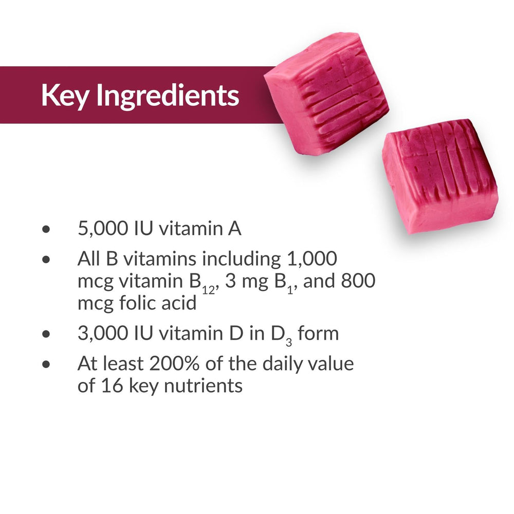 Folic acid 800 mg included in the bariatric chew