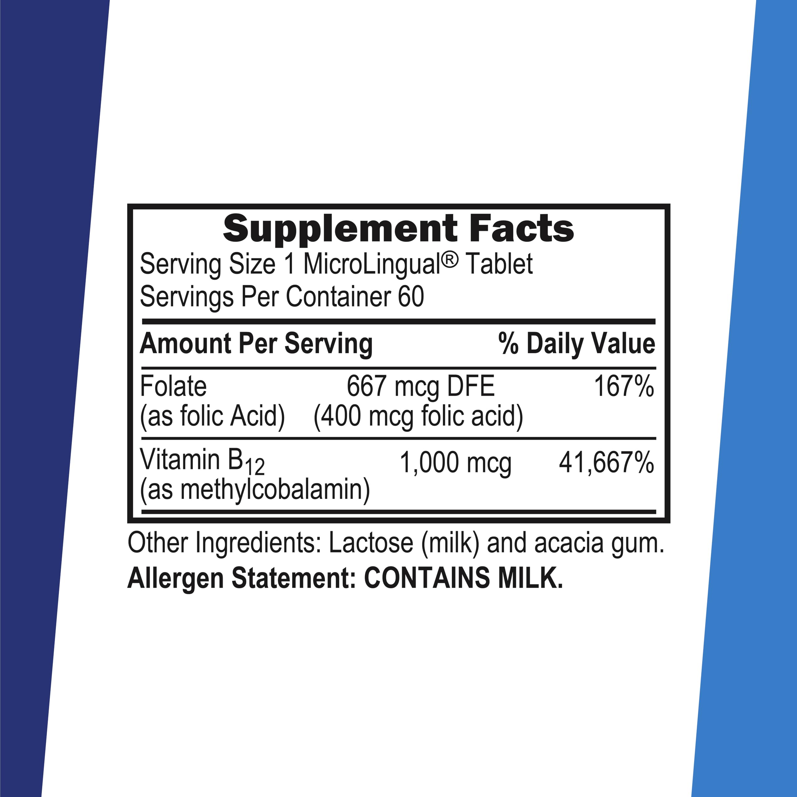 B12 and folic acid tablets packaging
