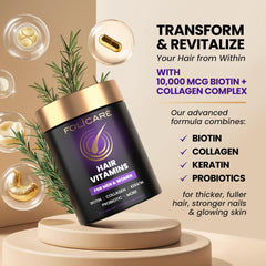 Biotin with collagen and keratin ingredients illustration