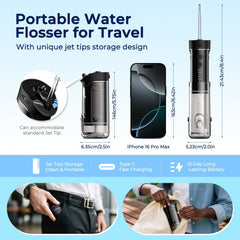 Compact folded design of FOMIS water flosser in black